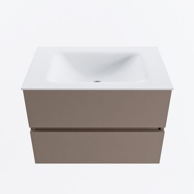 MONDIAZ VICA 70cm badmeubel onderkast Smoke 2 lades. Wastafel CLOUD midden 1 kraangat, kleur Talc.