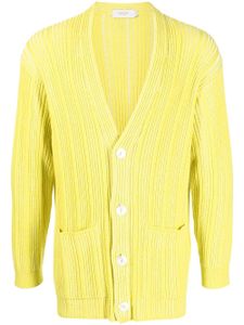 Agnona cardigan nervuré à col v - Jaune