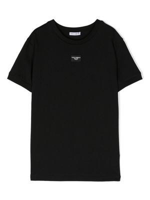 Dolce & Gabbana Kids t-shirt en coton à patch logo - Noir