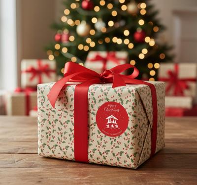 Kerst sticker voor gepersonaliseerde naam cadeau