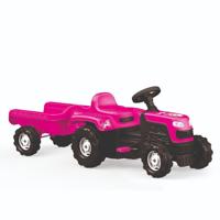 Dolu Eenhoorn Traptractor met Aanhanger Roze/Zwart Dolu Eenhoorn Traptractor met Aanhanger Roze/Zwart