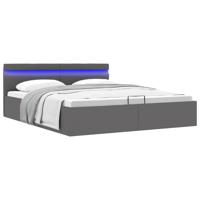 Bedframe met opslag hydraulisch LED kunstleer grijs 160x200 cm