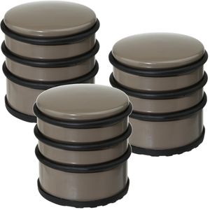 3x Stuks ronde deurstopper taupe 7 x 7,5 cm van metaal