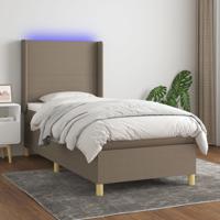 Boxspring met matras en LED stof taupe 90x190 cm