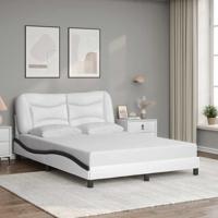 Bedframe zonder matras "Hvar" kunstleer zwart en wit 120x200 cm