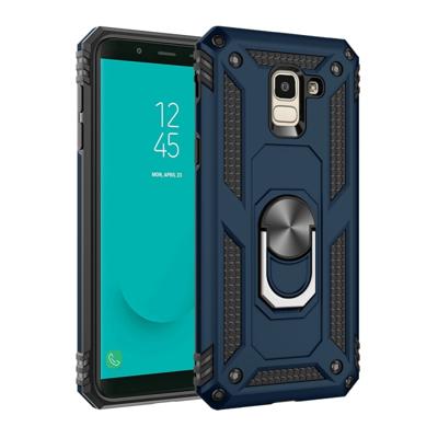 Armor schokbestendig TPU + PC beschermende case voor Galaxy J6 (2018) met 360 graden rotatie houder (blauw)