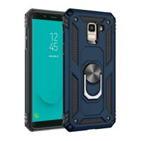 Armor schokbestendig TPU + PC beschermende case voor Galaxy J6 (2018) met 360 graden rotatie houder (blauw)