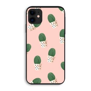 Cactusprint roze: iPhone 11 Biologisch afbreekbaar hoesje