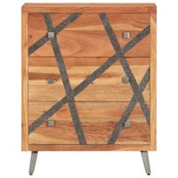 The Living Store Dressoir Vintage - Acaciahout - 60 x 30 x 75 cm - 3 laden met streepdetails - thumbnail