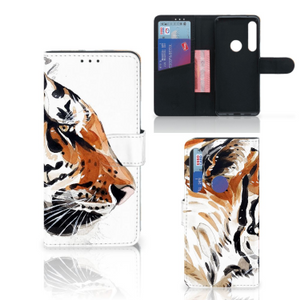 Hoesje Motorola One Action Watercolor Tiger