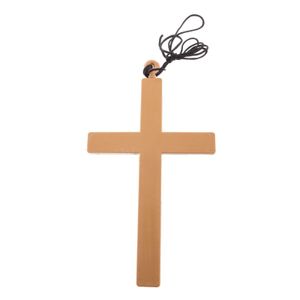 Verkleed artikel nonnen/priester ketting met groot kruis 23 cm   -