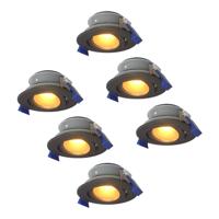 Set van 6 Lima LED inbouwspots - 4 Watt 345 lumen - 2700K Warm wit - GU10 - Dimbaar - Rond - Kantelbaar - IP65 Waterdicht - Zwart - Voor binnen, buiten en badkamer