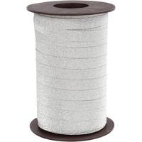 Cadeaulint, B: 10 mm, glitter, zilver, 100 m/ 1 doos