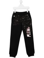 Philipp Plein Junior pantalon de jogging à logo strassé - Noir