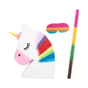 Verjaardag Pinata Eenhoorn - 45 x 33 cm - papier - set met stok en masker