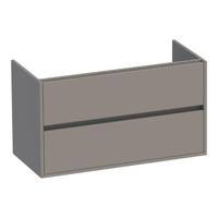 Brauer Adore - Onderkast - 100 cm - met 2 Softclose Lades Greeploos en 1 Sifon Uitsparing - Mat Taupe