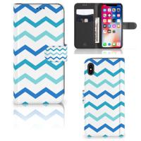 Apple iPhone Xs Max | Telefoon Hoesje | Zigzag Blauw