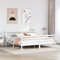 Bedframe met hoofdeinde zonder matras 200x200 cm wit