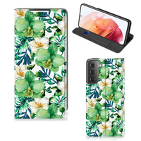 Samsung Galaxy S21 Smart Cover Orchidee Groen - thumbnail