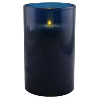 LED kaars wax in glas 12,5cm saffier - Magic Flame