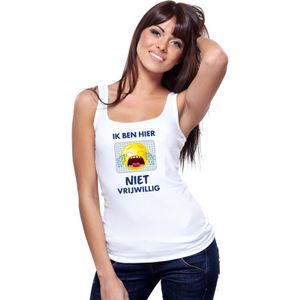 Ik ben hier niet vrijwillig tanktop/ mouwloos shirt wit dames