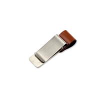 Metalen lederen pennenhouder RVS potlood clip notebook pennenhouder (zilver-bruin)