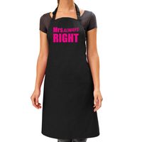 Mrs Always Right cadeau schort zwart/roze dames