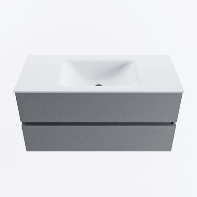 MONDIAZ VICA 100cm badmeubel onderkast Plata 2 lades. Wastafel CLOUD midden 1 kraangat, kleur Talc.