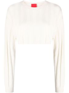 Cashmere In Love pull crop Remy en maille nervurée - Blanc