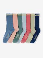 7 paar half hoge sokken met lurex voor meisjes blauw