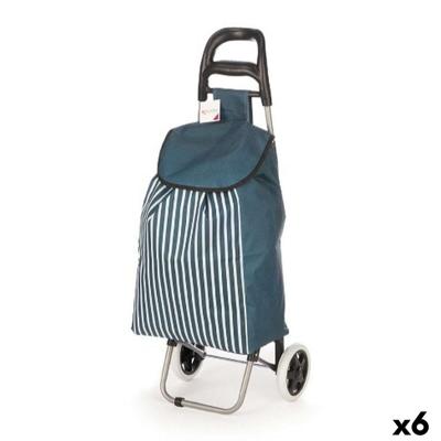 Winkelwagen Kinvara Blauw Wit 33 L 35,5 x 28 x 94 cm Strepen (6 Stuks)