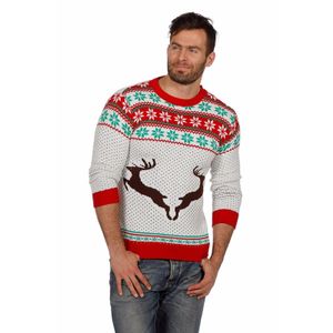 Witte foute kersttrui met rendieren 56 (2XL)  -