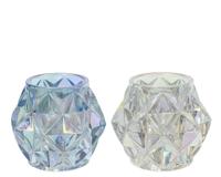 Decoris Theelichthouder glas iriserend