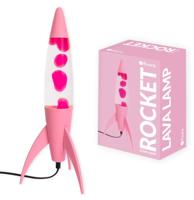 Fisura Lava Lamp Raket - Roze Basis Met Transparante Vloeistof En Roze Lava