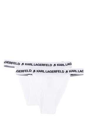 Karl Lagerfeld lot de deux culottes à bande logo - Blanc