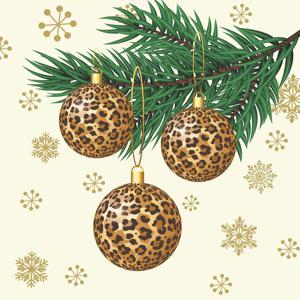 Duni Kerstservetten - 20x - kerstballen - dierenprint - 33 x 33 cm - 3 laags