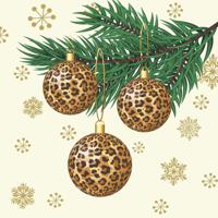 Duni Kerstservetten - 20x - kerstballen - dierenprint - 33 x 33 cm - 3 laags - thumbnail