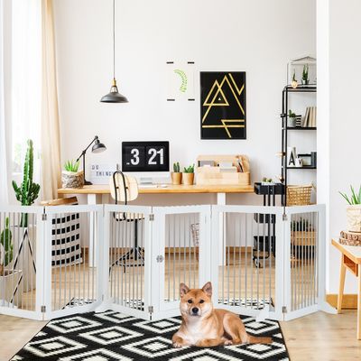 Huisdierhek Huisdierbox 6 Panelen voor Honden en Katten Vrijstaand Hondenhek 80 x 61 x 1,8 cm Wit