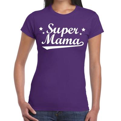 Super mama cadeau t-shirt - paars - voor dames - verjaardag - moederdag - uit liefde
