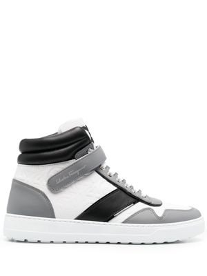 Ferragamo baskets montantes à logo imprimé - Blanc