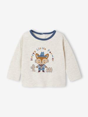 T-shirt baby lange mouwen gemêleerd beige