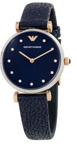 Horlogeband Armani AR1989 Leder Zwart 14mm