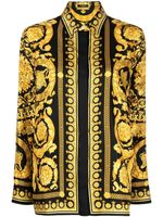 Versace chemise en soie à imprimé baroque - Noir