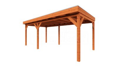 Trendhout Overkapping Casa 610x330 cm- Plat dak- Onbehandeld lariks Douglas hout- Trendhout