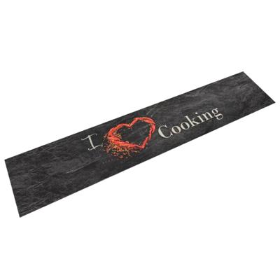 VidaXL Keukenmat wasbaar cooking-print 60x300 cm fluweel zwart