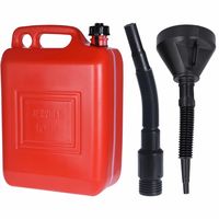 Jerrycan rood voor brandstof van 10 liter met een handige grote trechter - thumbnail