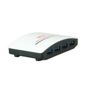 ROLINE USB 3.0 Hub "Black & White", 4 Ports, with Power Supply Wit, Zwart