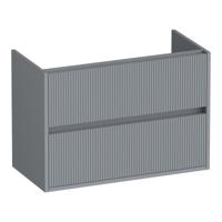 Brauer Adore Wavy - Onderkast Ondiep - 80 cm - met 2 Softclose Lades Greeploos en 1 Sifon Uitsparing - Mat Grijs