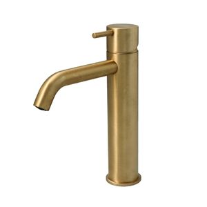 Wastafelmengkraan Hotbath Cobber 1-hendel Gebogen 21.6 cm Geborsteld Messing Living Colours