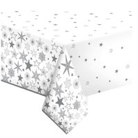Daisy kerst tafellaken/tafelkleed - 120 x 180 cm - papier - sneeuwvlokken print - rechthoekig